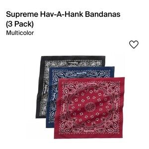 Supreme Hav-A-Hank Bandanas (Pack of 3)  Red Blue Black SS24 Brand New 2024